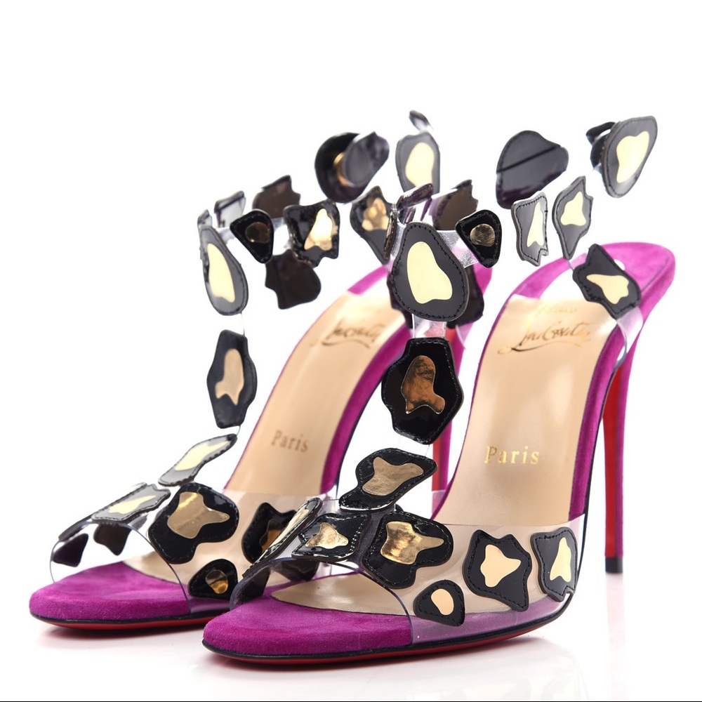 NWT💖 CHRISTIAN LOUBOUTIN Patent PVC Parsemis 100 T-Strap Sandals